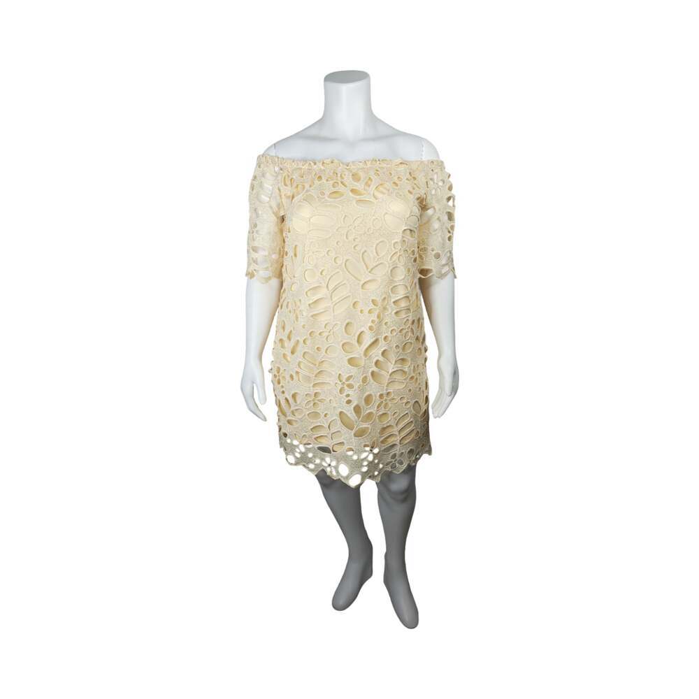 PrettyGarden Women's Off-Shoulder Floral Lace Overlay Mini Dress XL